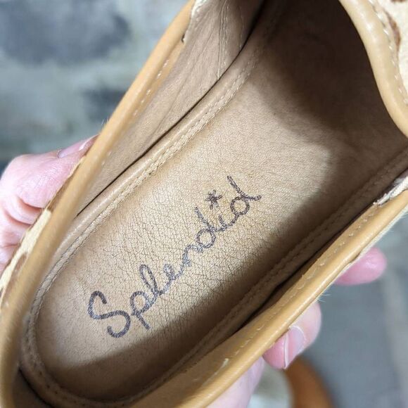 SPLENDID calf hair giraffe pattern‎ skater shoe woman's size 6.5 neutral slip on - Picture 10 of 12